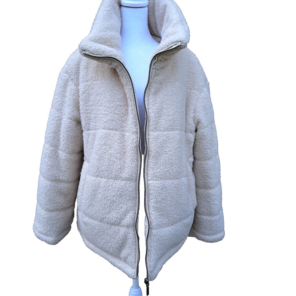 Laundry by Shelli Segal Reversible Puffer Jacket Faux Fur Winter Coat Women L